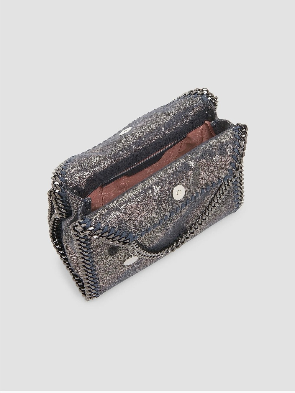NEW STELLA MCCARTNEY FALABELLA MINI TOTE CROSSBODY METALLIC STEEL GREY - Picture 2 of 9